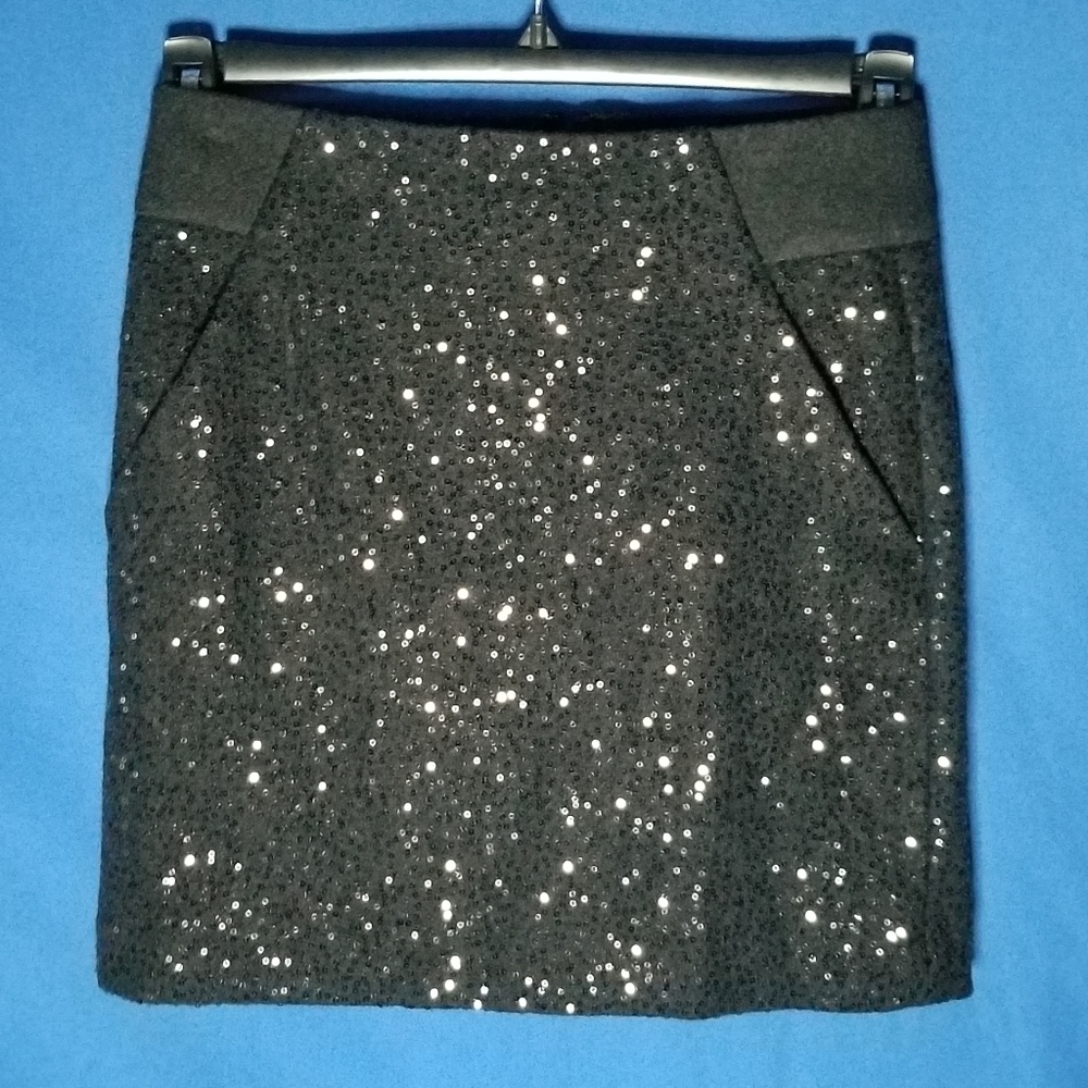 Loft Sequin Wool Blend Mini Skirt